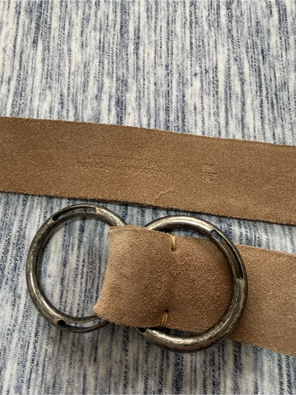 Kenneth Cole Brown Suede Double O-Ring Belt